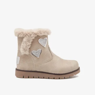 Botín corazones pelo beige y camel CONGUITOS