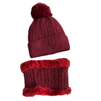 Gorro y braga burdeos