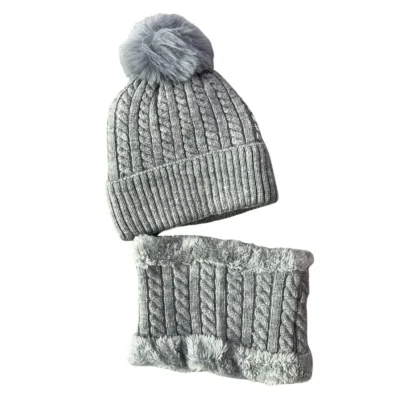 Gorro y braga gris